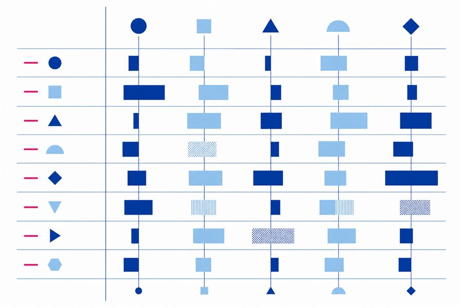 Abstract comparison chart motif