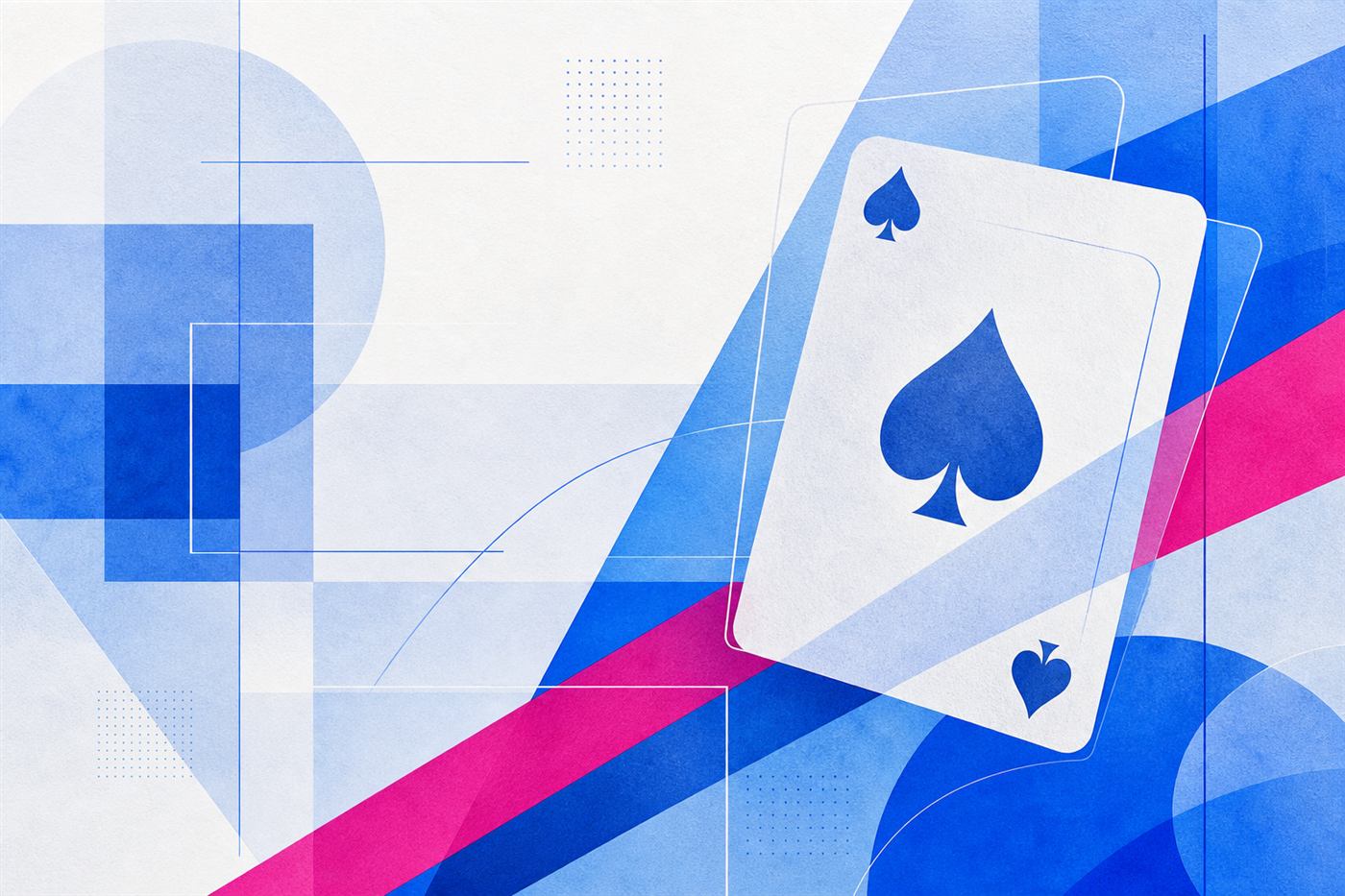Abstract editorial illustration in electric blue and magenta