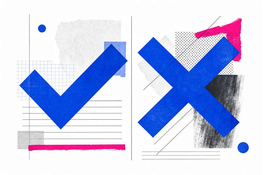 Abstract myth versus fact illustration